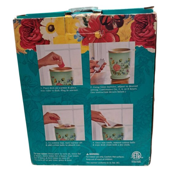 The Pioneer Woman Amelia Embossed Full Size Glass Fragrance Warmer Teal - Picture 5 of 7